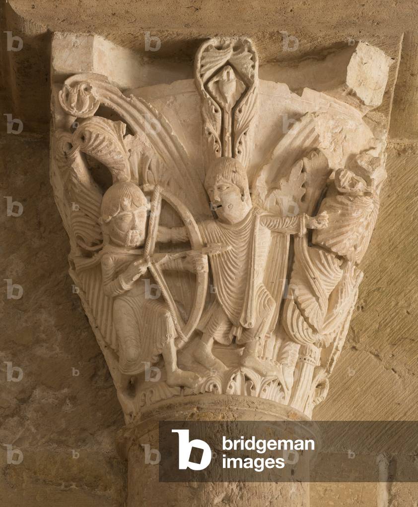 Carved capital, 12th century, church of Vezelay (sculpture)