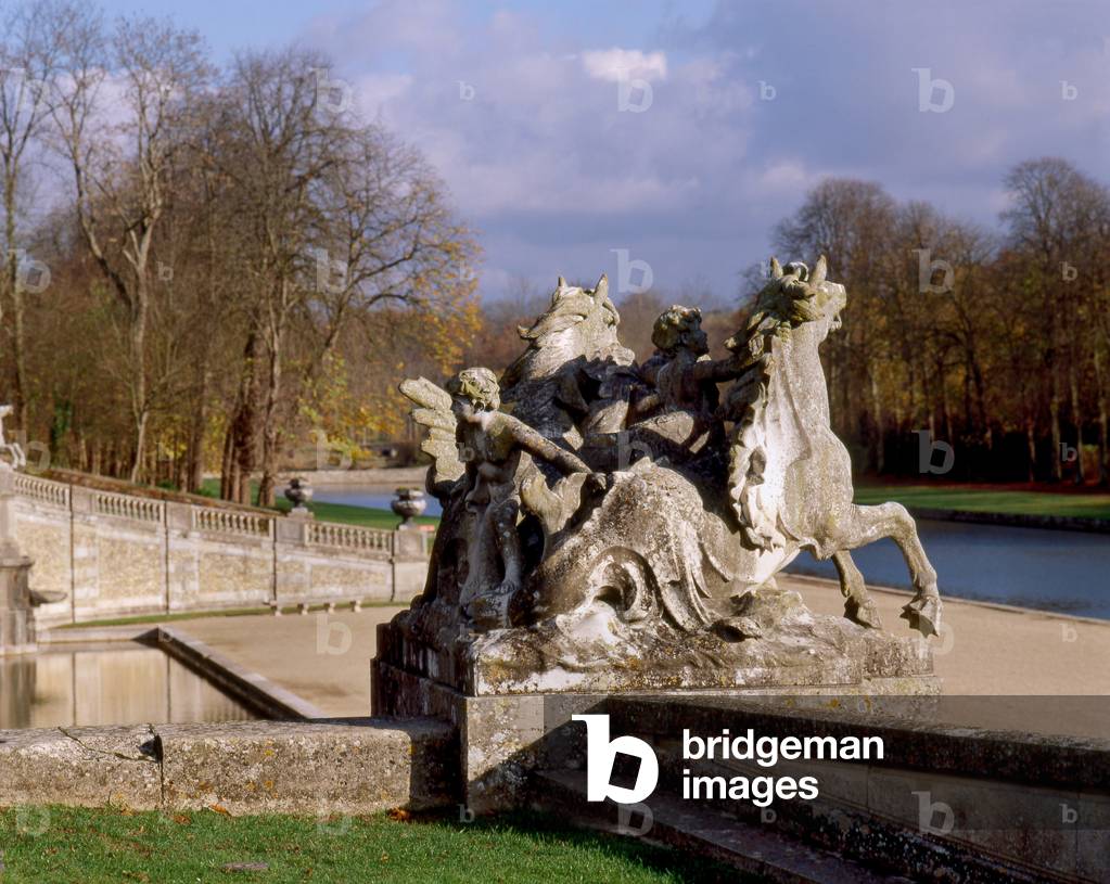 Jardins du chateau de Vaux Le Visomte (Vaux-Le-Vicomte) in Maincy (Seine et Marne). Architect Louis Le Vau (1612-1670), construction 1656-1659, gardens landscaped by Andre le Notre (1613-1700).
