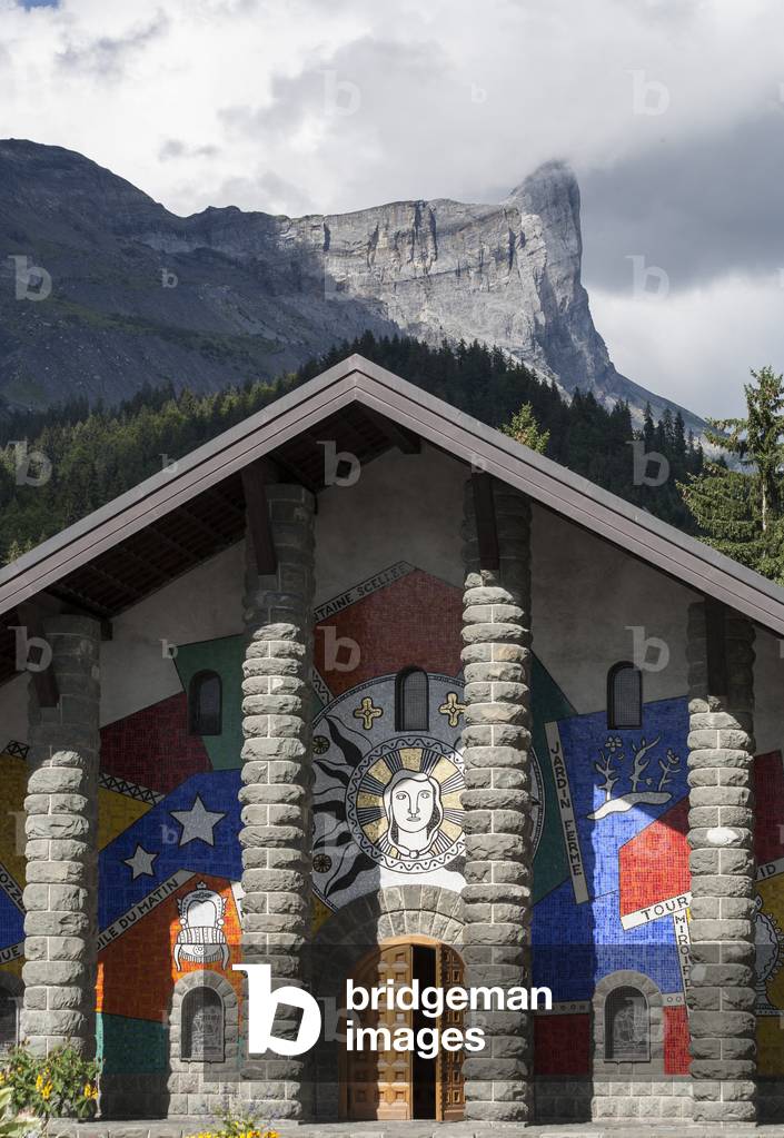 Mosaic of the facade of Notre Dame de Tous Grace, 1938-1950, Plateau d'Assy