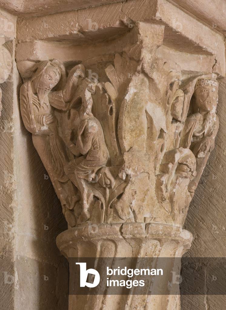 Carved capital, 12th century, church of Vezelay (sculpture)