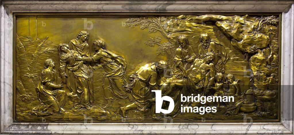 Dore bronze by Francois Girardon from the old church of the Capuchines in Place Vendome. Transports to Notre-Dame after the Concordat to be an altar front, it was placed by Viollet-le-Duc in the basement of the Pieta. Cathedrale Notre Dame de Paris - Paris 4 - XIIIth, XIIIth, XIXth, rehabilitation by Viollet-le-Duc -