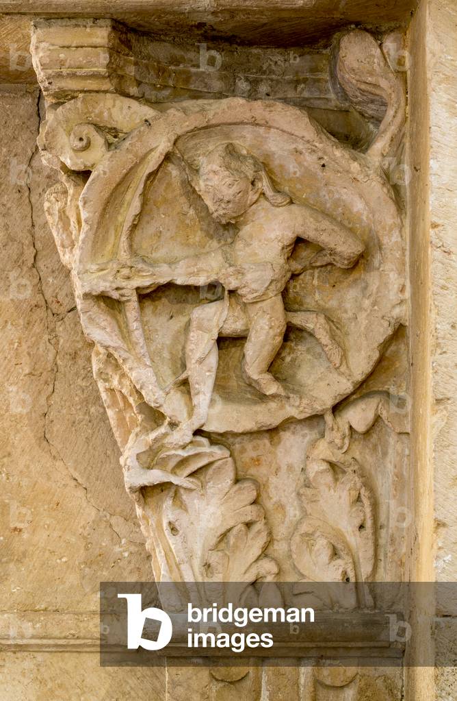 Archer banding his bow, 12th century (sculpture)