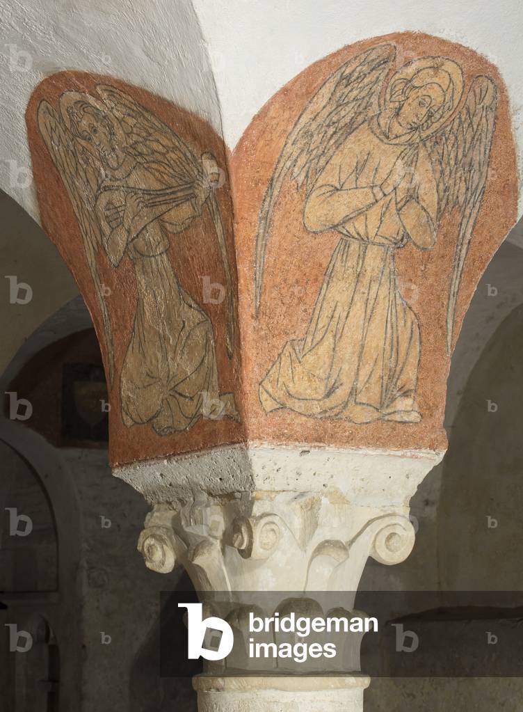 musician angels, Romanesque crypt, Bayeux Cathedral