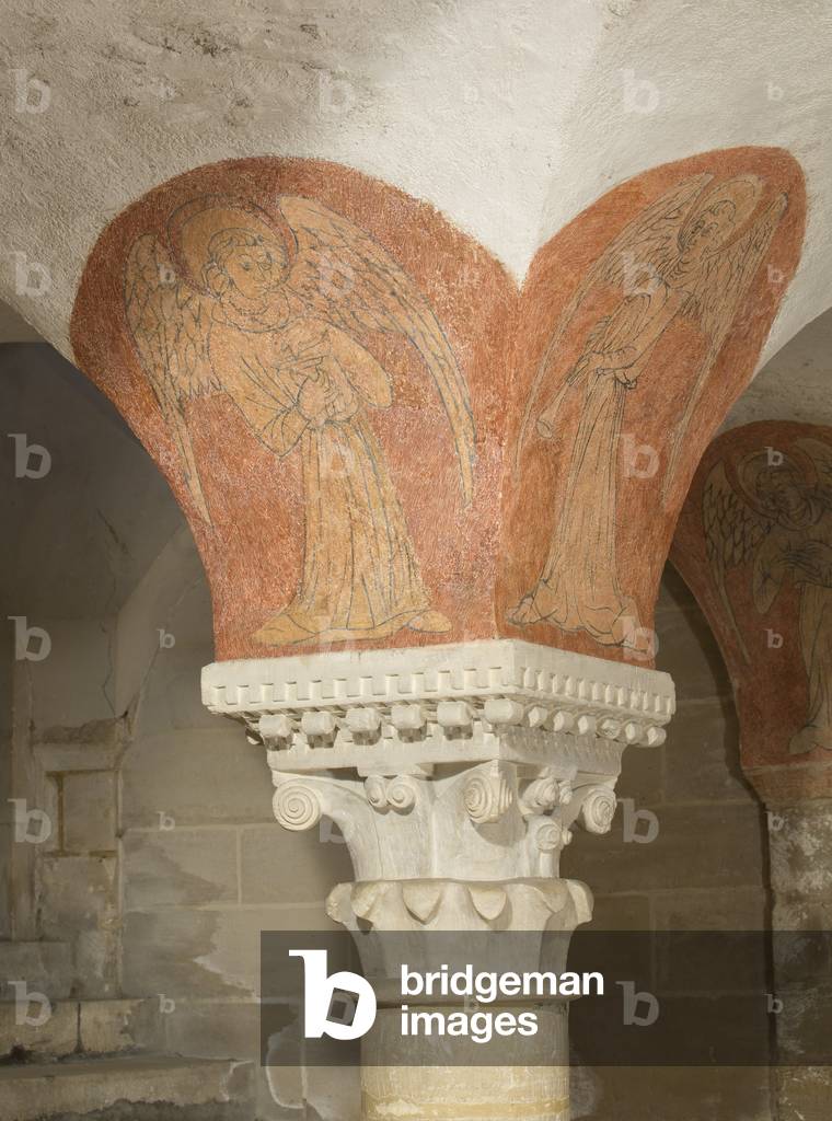 musician angels, Romanesque crypt, Bayeux Cathedral