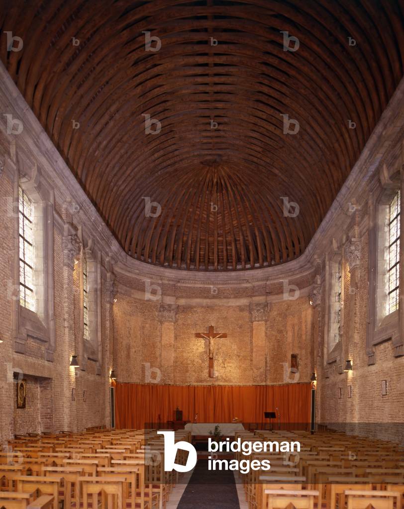 The interior of the chapel of the Citadel of Lille (Nord Pas de Calais), built in 1670, designed by Sebastien Le Prestre de Vauban (1633-1707).