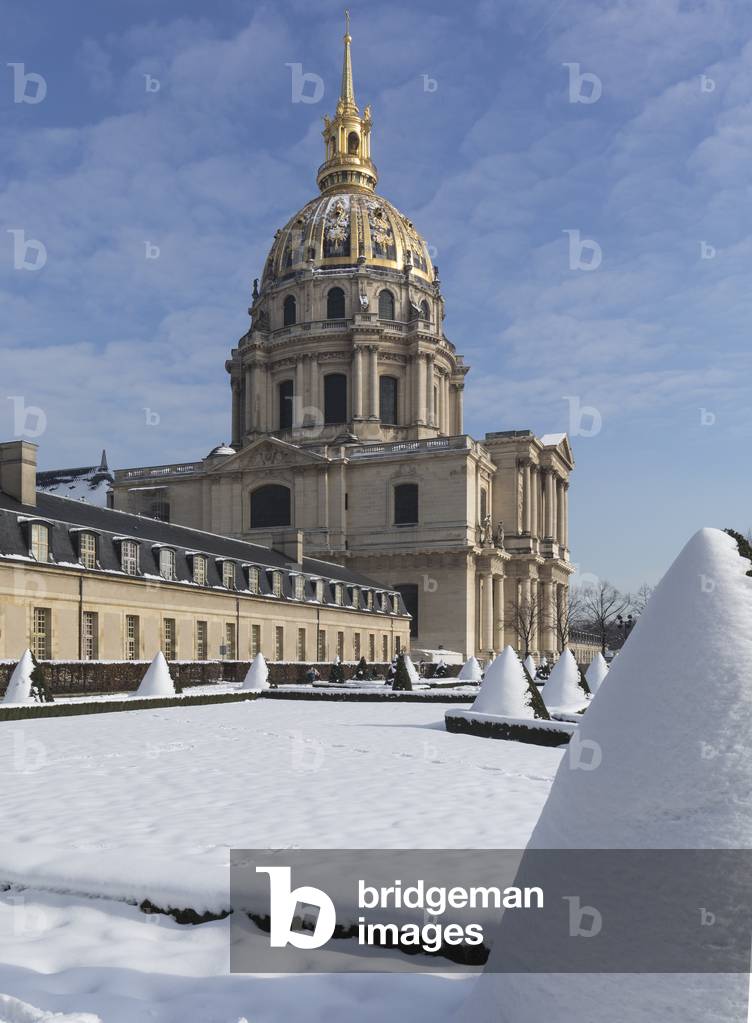 The Dome of the Invalides (1670) Under the Snow, Paris (photograph)