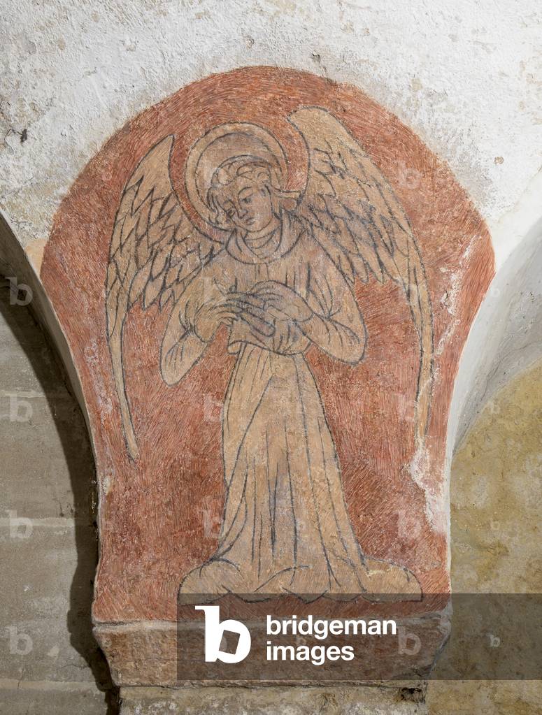 Musician angel, Romanesque crypt, Bayeux Cathedral