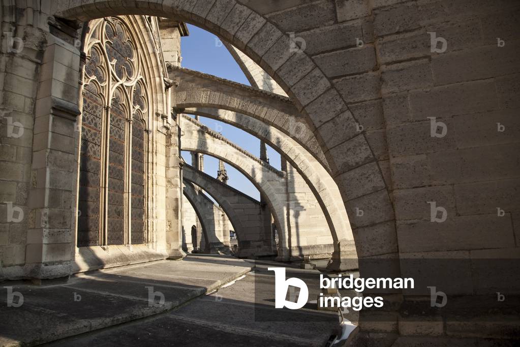 The ambulatory of the choir was only covered with slabs forming a terrace in the 14th century. Cathedrale Notre Dame de Paris - Paris 4 - XIIIth, XIIIth, XIXth, rehabilitation by Viollet-le-Duc -