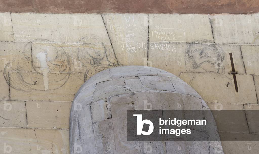 Graffiti and drawings, Dome des Invalides (1670), Paris (photography)