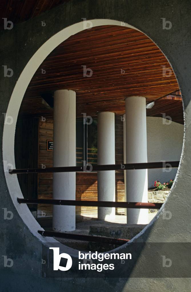 Detail of architecture in Avoriaz (Haute Savoie). Architects Jacques Labro and Jean Jacques Orzoni, 1966.