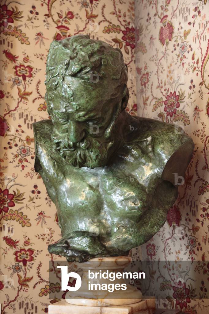Victor Hugo's bust in La Maison de Victor Hugo, in the Hotel Rohan-Guemenee (Rohan Guemenee), 6 place des Vosges, Paris 75004. Architecture by Isaac Arnaud, 1605.
