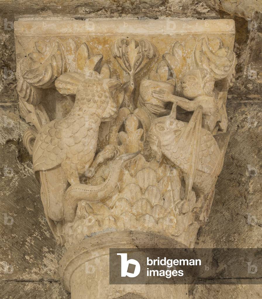 The grasshopper and basil, 12th century (sculpture)