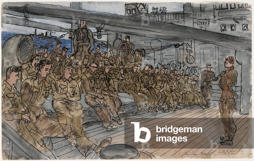 Part of a Draft of Sappers Listening to a Lecture, 1941-42 (ink & wash)