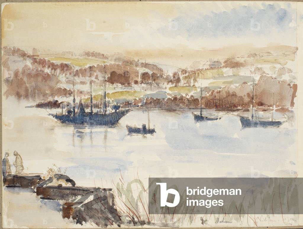 Overlooking the Helford River and the Training Ship Sunbeam, 1944 (w/c)