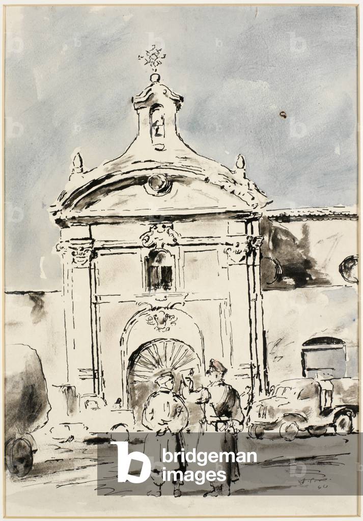 A Red-Cap on Point Duty, 1944 (ink & wash)