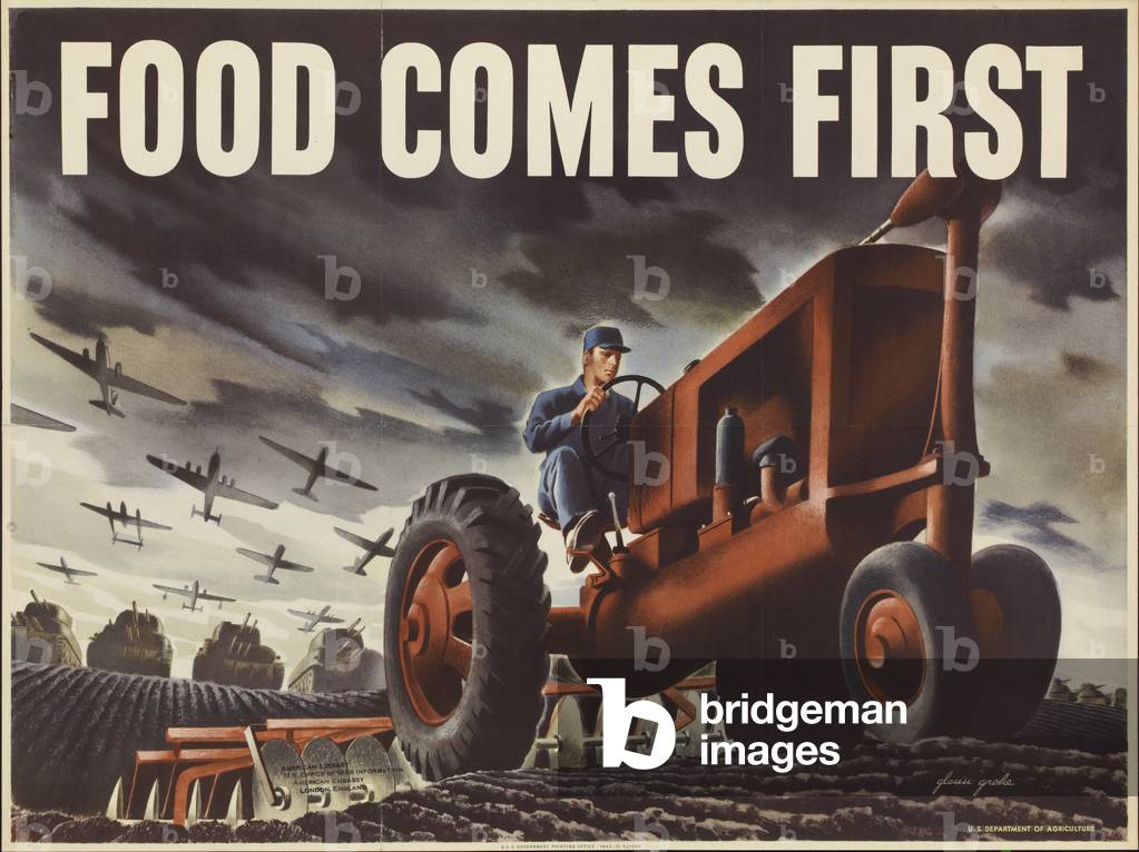 'Food Comes First', 1943 (colour litho)