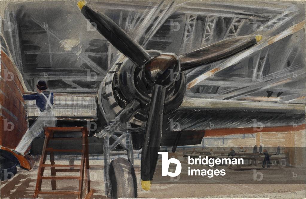 A Wellington Bomber awaiting Camouflage, 1942 (w/c)