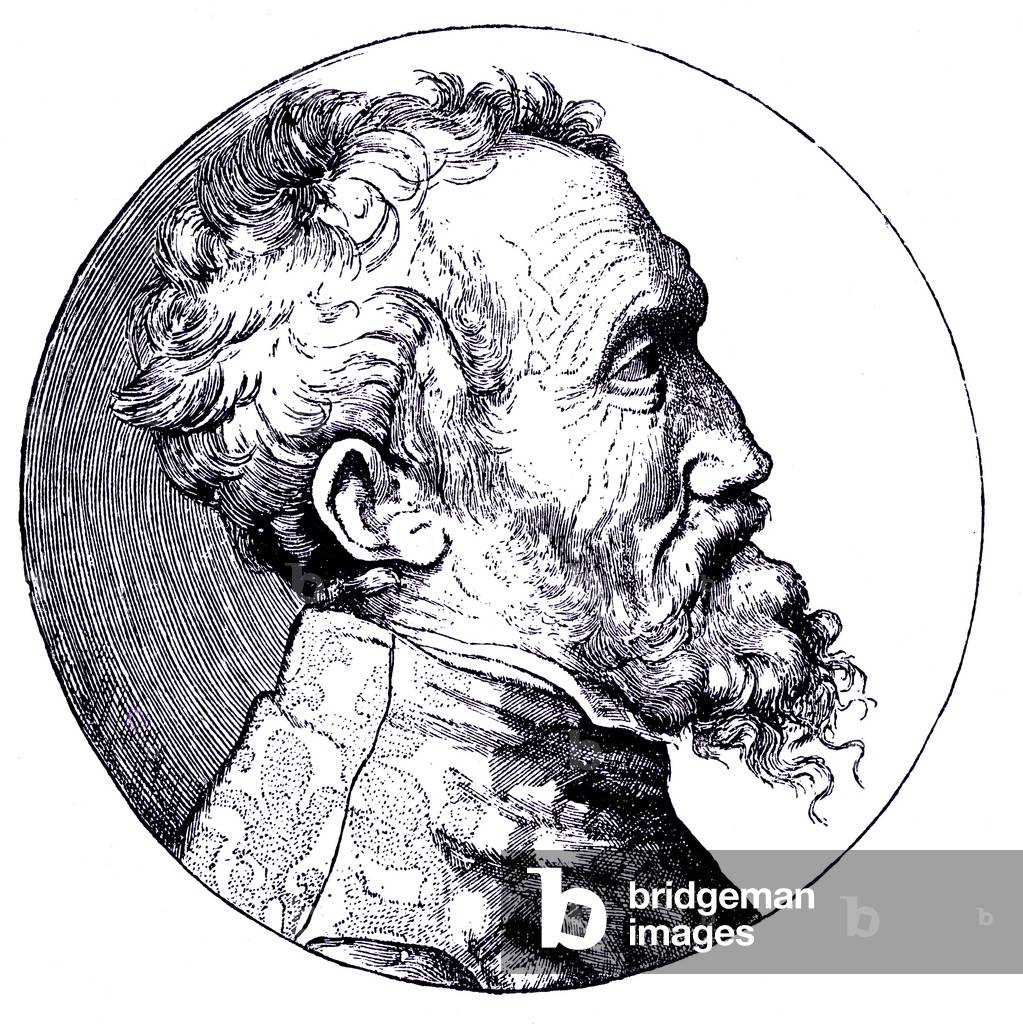 Michelangelo, at 72 years old (1546), 1895 (engraving)