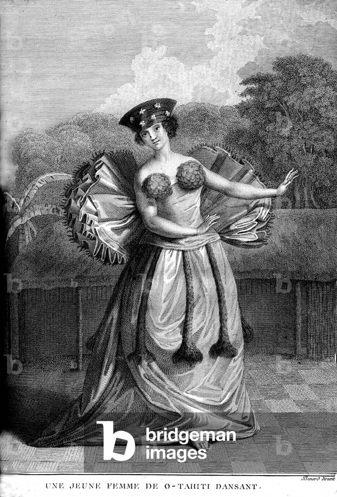 Young woman from O-Tahiti dancing. 1785 (engraving)