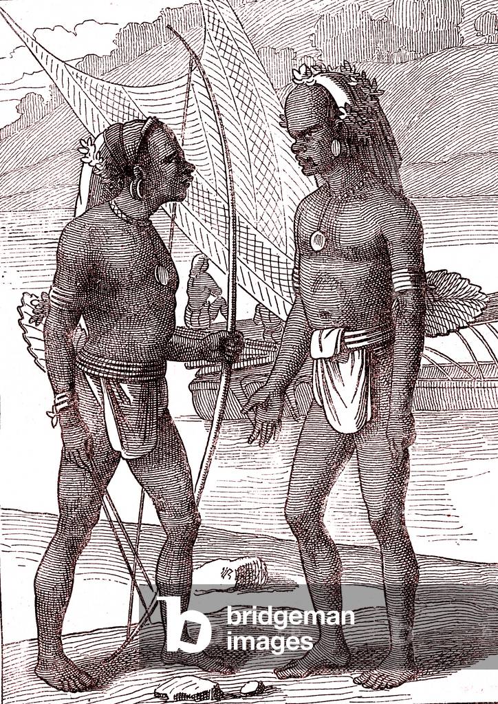 Natives from Vanikoro island, 1880 (engraving)