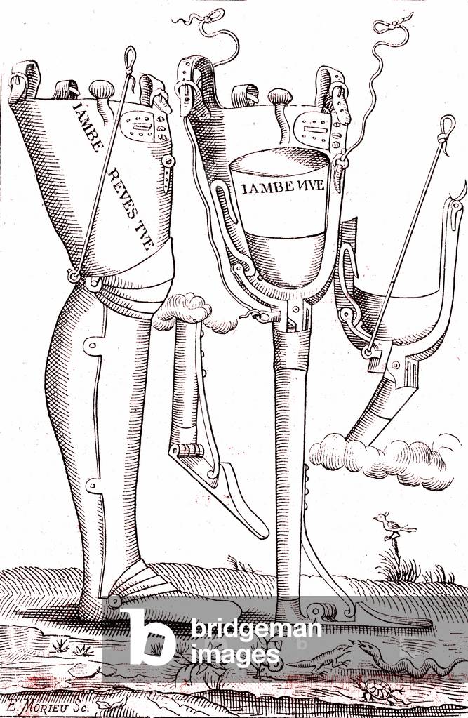 Artificial leg prosthesis by French surgeon a nanatomist Ambroise Par, 1888