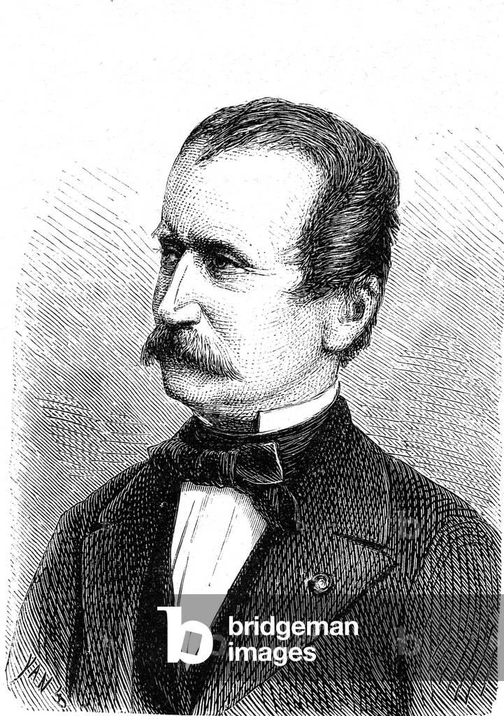 Wilhelm ENGERTH (1814-1884), Austrian engineer, designer of the first mountain locomotive. Engraving 1867