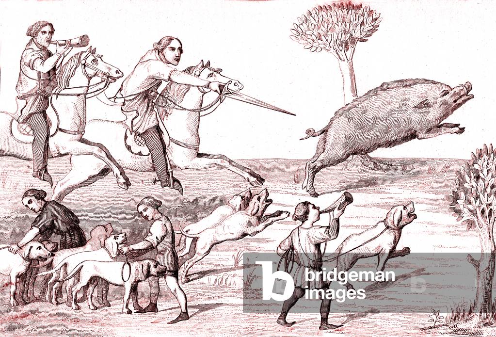 Hunting wild boar, from 