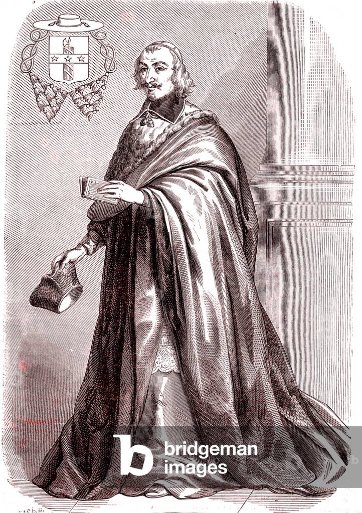 Giulio Raimondo Mazzarino, french cardinal and diplomat from italian origin.1865 (engraving)