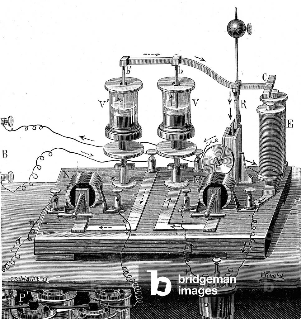 Large eddy switch of Leon Foucault, 1891 (engraving)