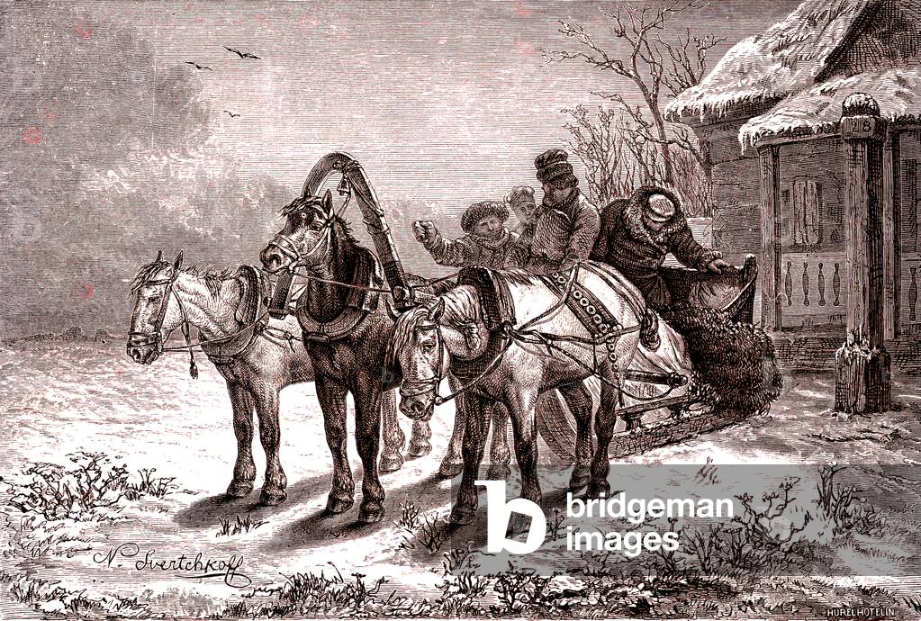 Russia. Relay station in 1865. Post house.1865  (Engraving)