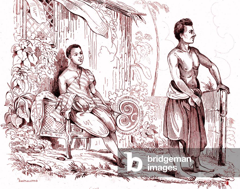 Man and woman of SIAM (Thailand) - Voyages by James COOK (1728-1779).