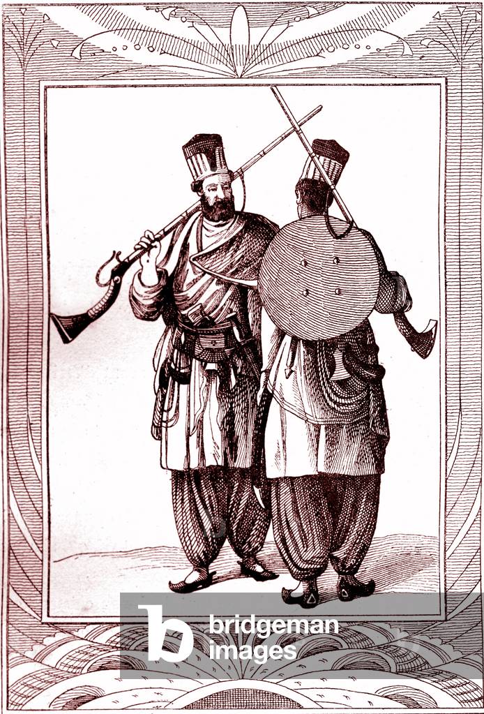 Balochistan warriors, 1880 (engraving)
