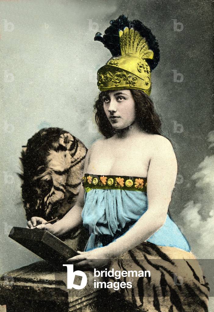 Portrait of a Roman woman in the time of Jules Cesar. Photograph of the beginning of the 20th century