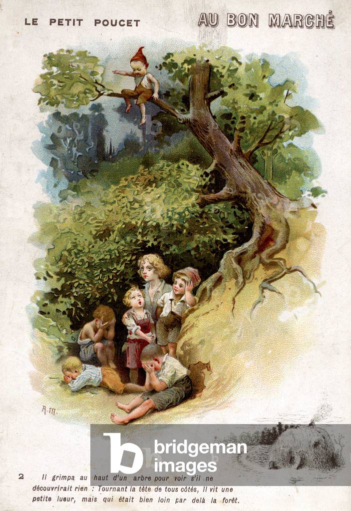 The Little Pouket, illustration for Charles Perrault's tale. Chromolithography of the late 19th century