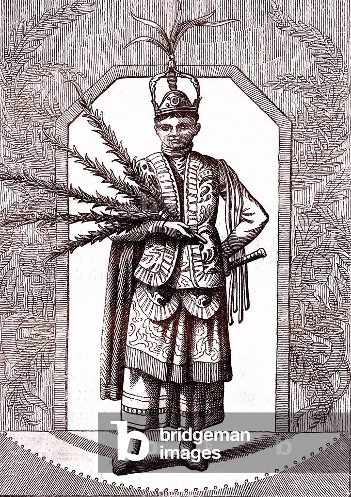 Dances of Montezuma, Guam island, 1880 (engraving)