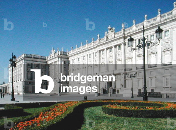 View of the east front of the Palacio Real, Madrid, begun in 1738 (photo)