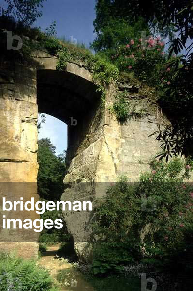 Arch from the Quarry Garden, Belsay Hall, Northumberland (photo)
