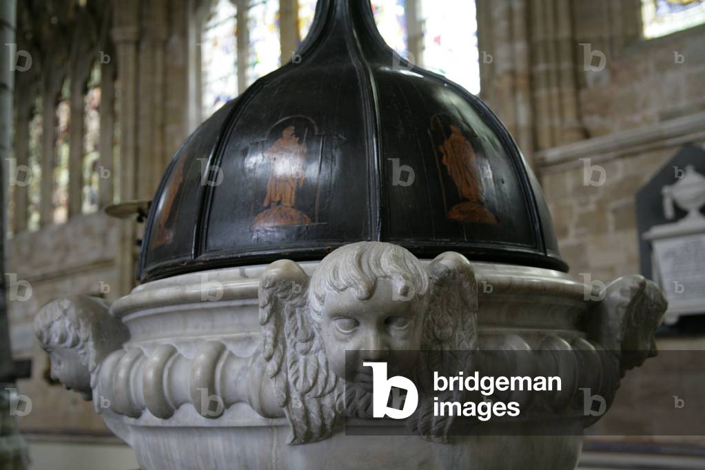 Detail from the Font, South Side, Exeter Cathedral (photo)