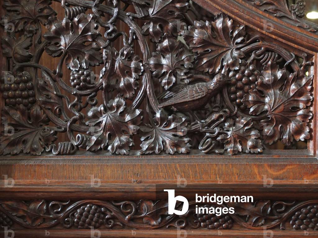 Detail from the Bishop's Throne, St. Albans Cathedral, Hertfordshire (photo)