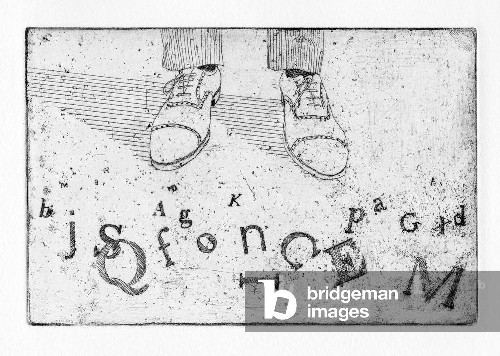 Alfred's words were broken, 2011 (etching)