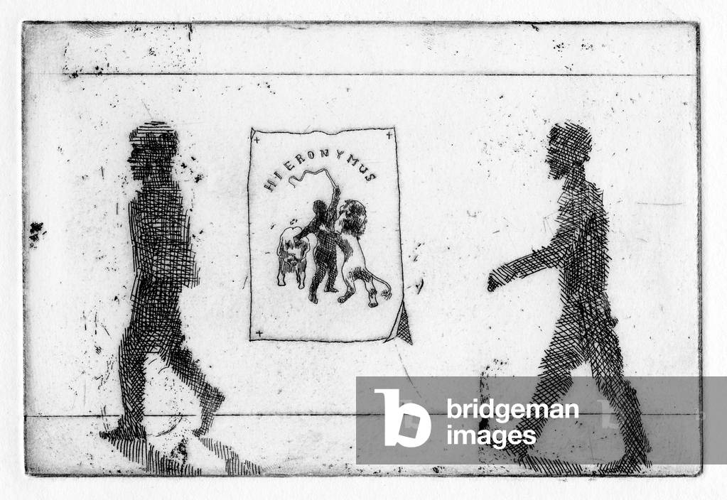 He was known everywhere for his spectacular bravery and brilliant tricks, 2011 (etching)