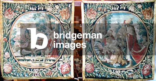 Pair of Cushion Covers depicting The Flight into Egypt and The Adoration of the Magi, c.1650 (tapestry)