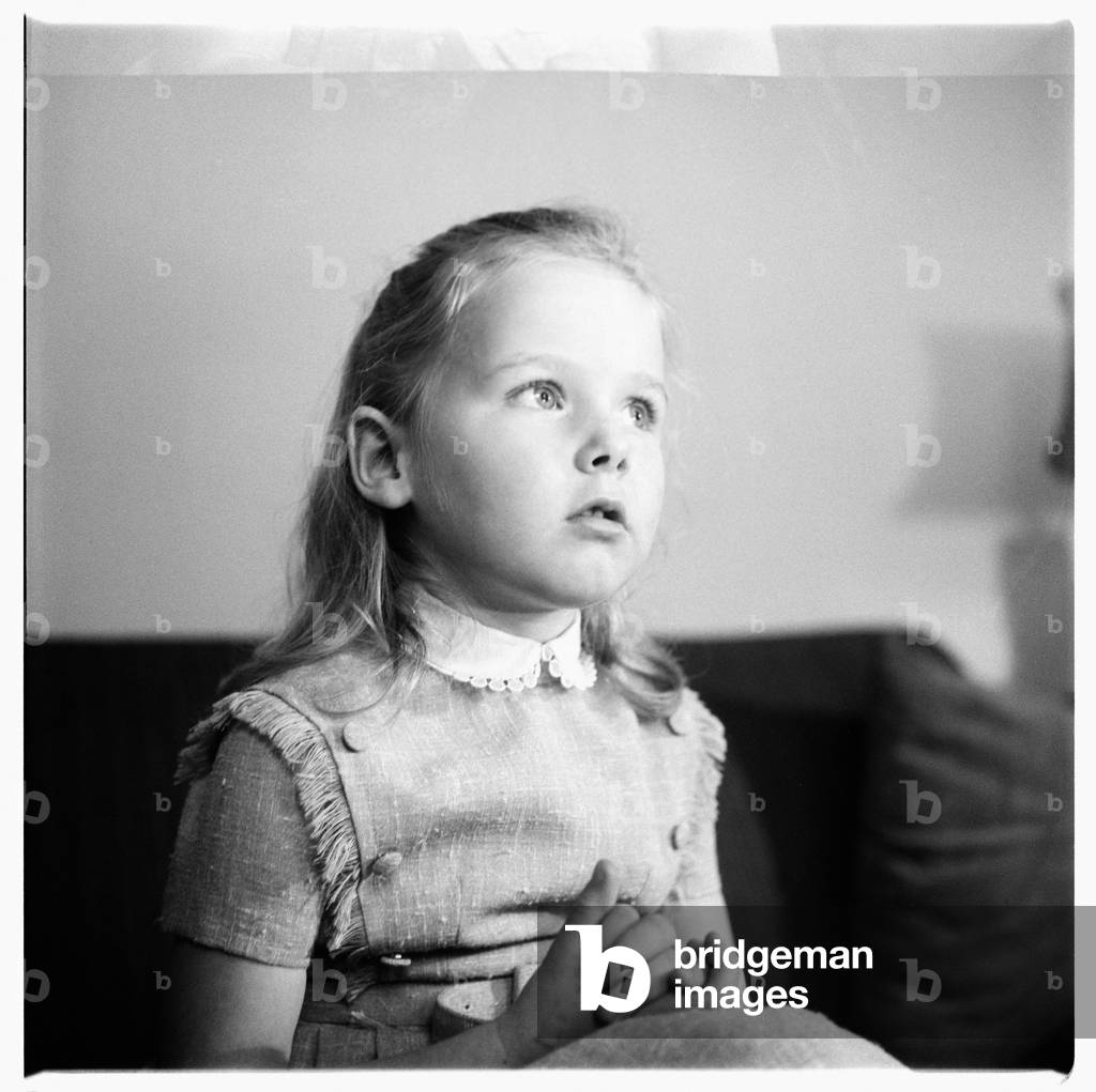 Mrs Colvin and her daughter at home in London, c.1955 (b/w photo)