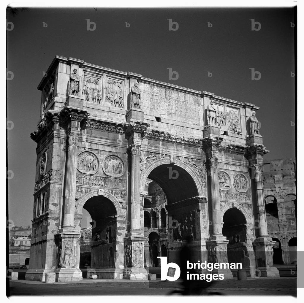 Image of the Arch of Constantine, triumphal arch, Rome., early 1950's