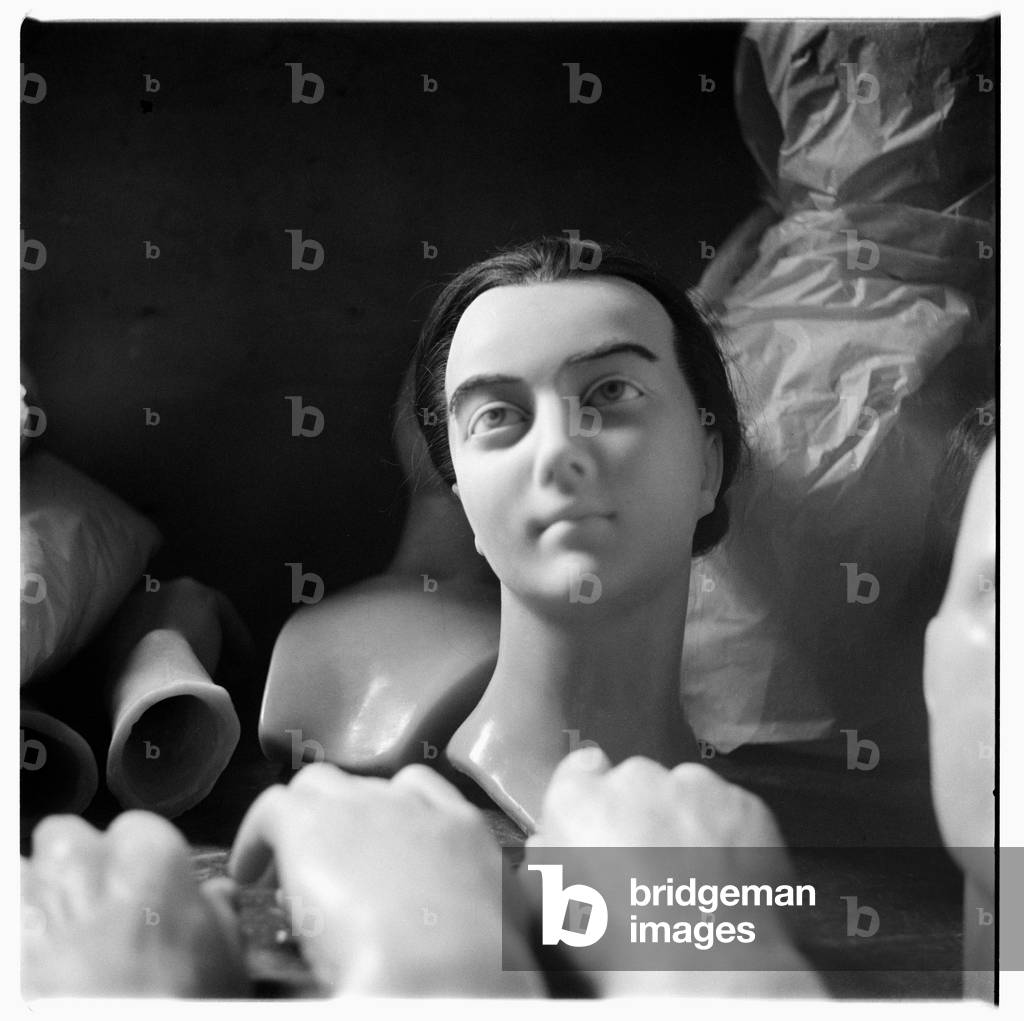 Waxworks in a storeroom, possibly taken for Francis Bacon, mid 1950's