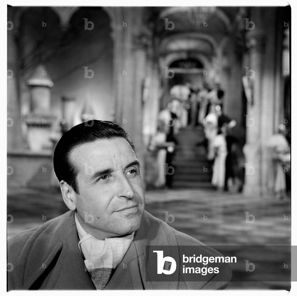 Christian Jacques in a museum in Italy, late 1950's (b/w photo)