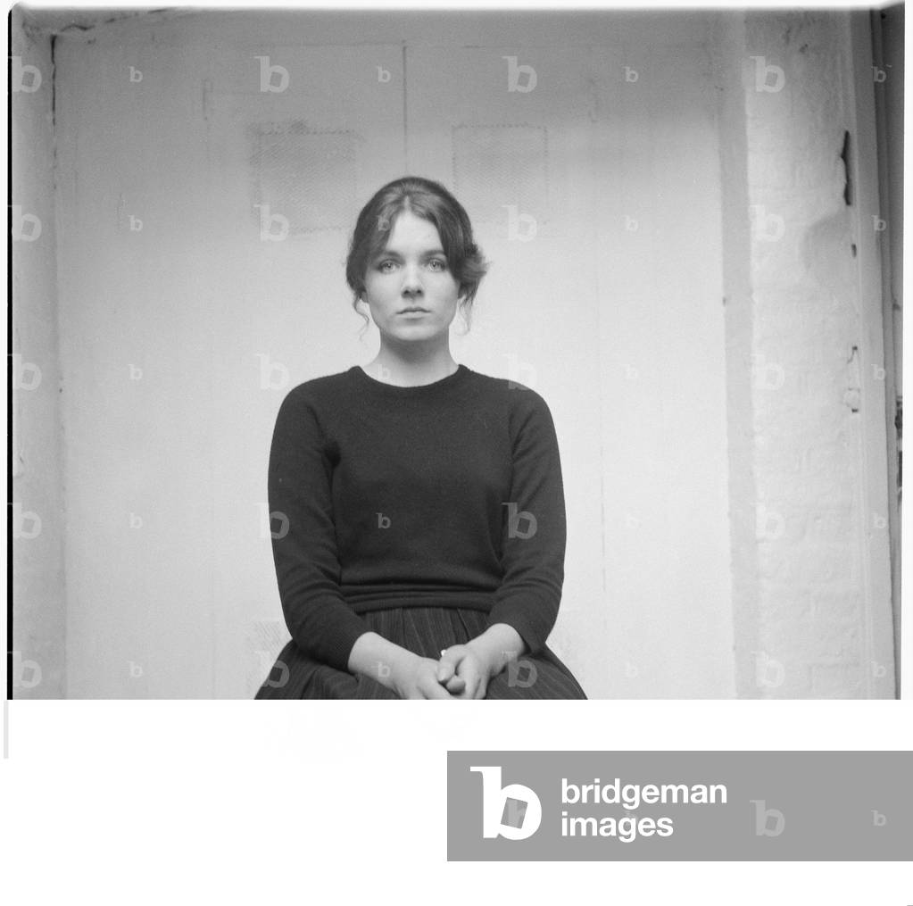 Georgina Barker, portrait of daughter of poet Frank Barker and writer Elizabeth Smart, mid 1950's, London (b/w photo)