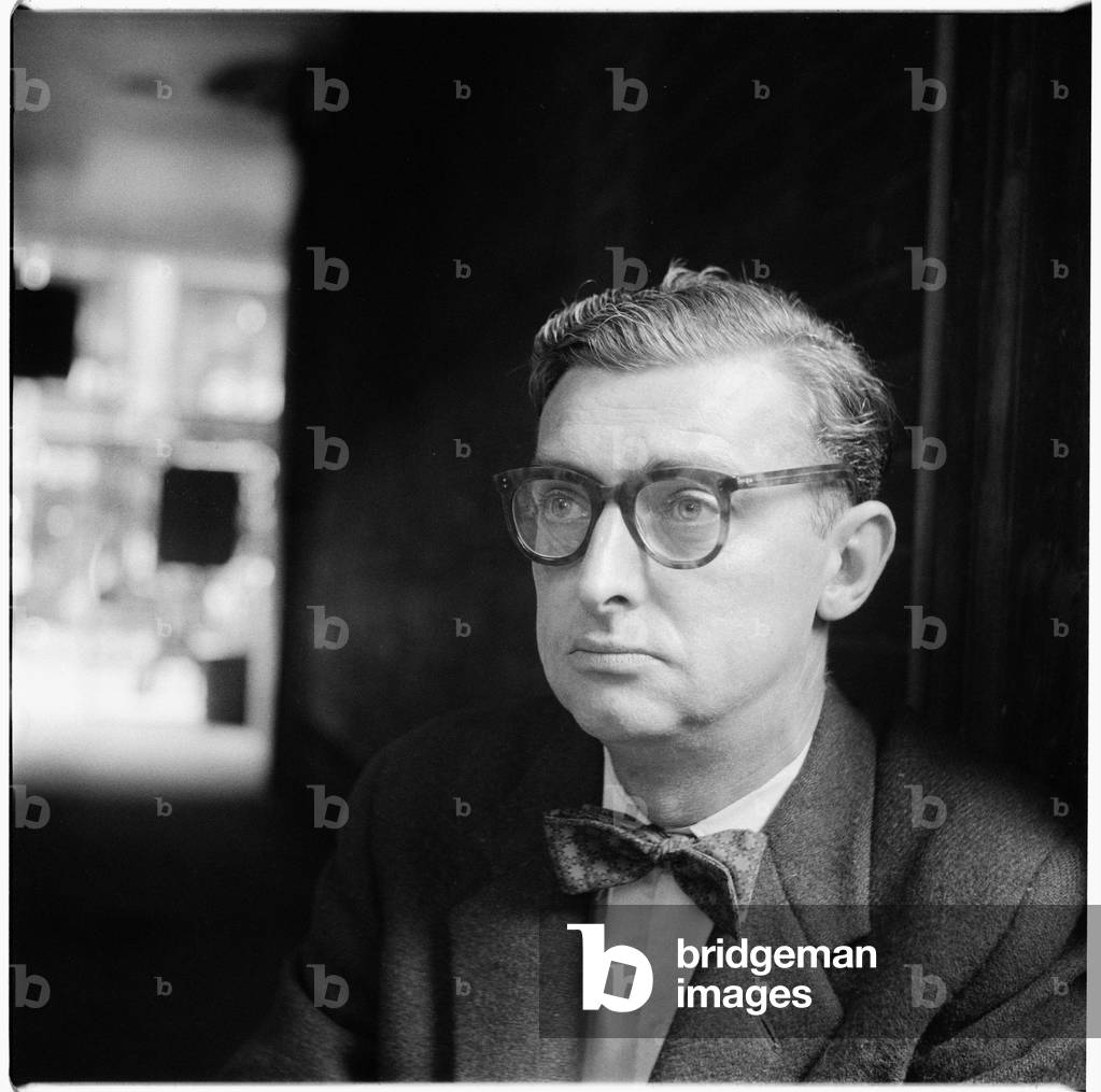David Gascoyne, portrait of English poet associated with the Surrealist movement, mid 1950's (b/w photo)