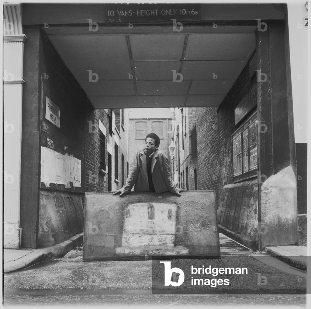 Hussein Shariffe, portrait of Sudan born artist and filmmaker, also photographed by Ida Kar, Soho, London, UK, mid 1950's (b/w photo)