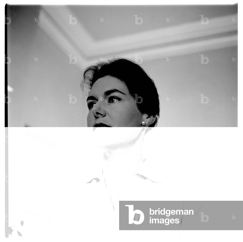 Mrs Colvin and her daughter at home in London, c.1955 (b/w photo)